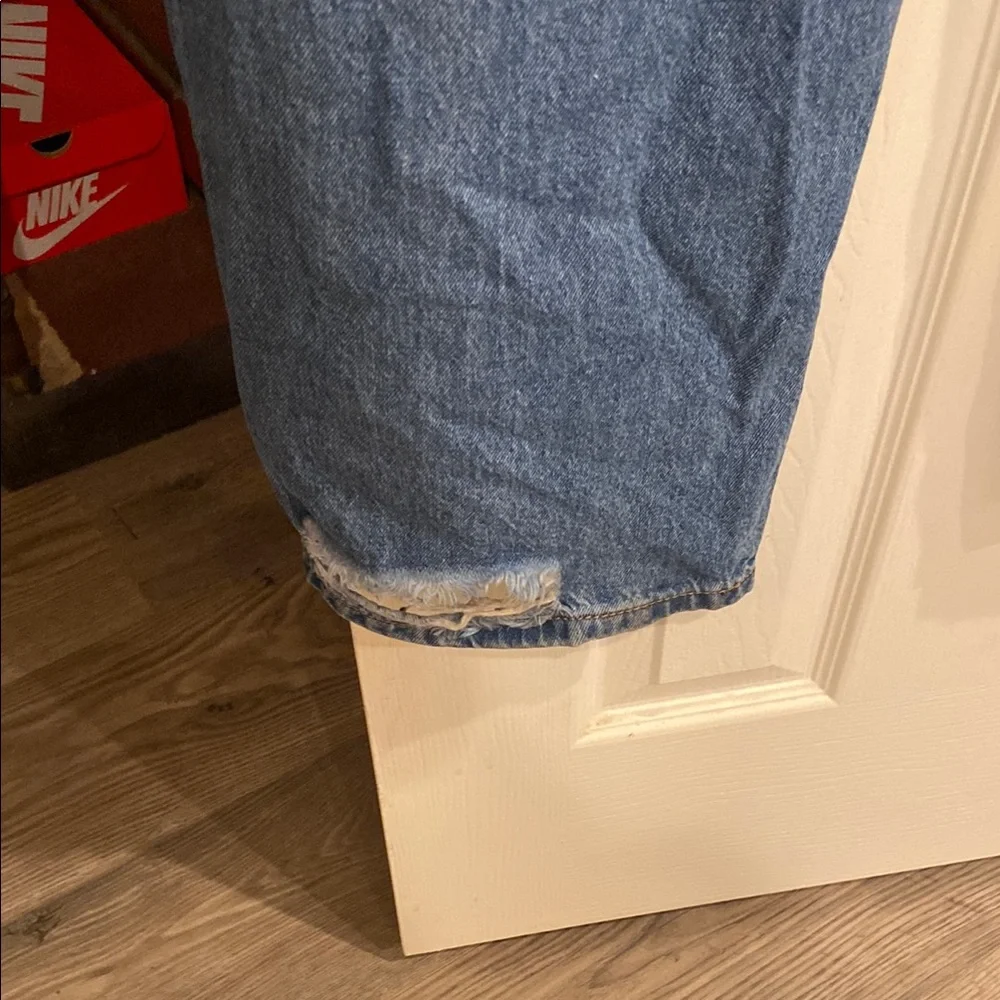 Fashion Nova Blue Distressed Wide Leg Jeans - Picture 11 of 14